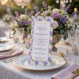 Tarjeta de menú de fiesta floral de lavanda elegan