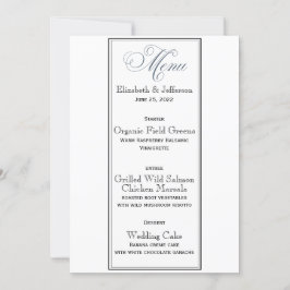 Tarjeta de menú de fiesta o boda de color azul piz