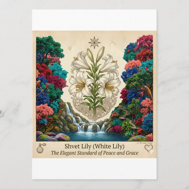 Tarjeta de menú de flor de lirio dulce elegante (Anverso)