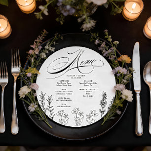 Tarjeta de menú de flor silvestre oscura elegante