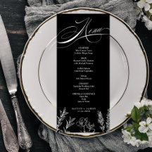 Tarjeta de menú de flor silvestre oscura elegante