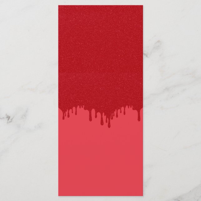 Tarjeta de menú de goteo rojo de tomate personaliz (Anverso)