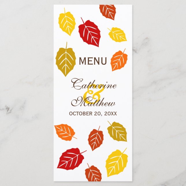 Tarjeta de menú de hojas de otoño (Anverso)