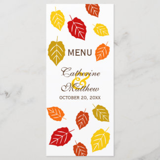Tarjeta de menú de hojas de otoño