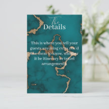 Tarjeta de menú de kintsugi dorado con ágata teal