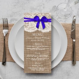 Tarjeta de menú de la colección de Bodas de Blue B