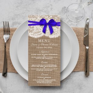 Tarjeta de menú de la colección de Bodas de Blue B