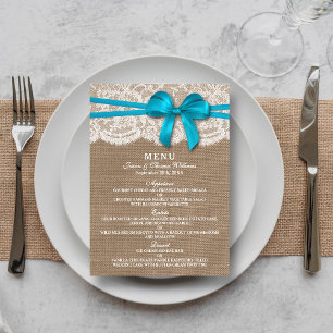 Tarjeta de menú de la colección de Bodas de Blue B