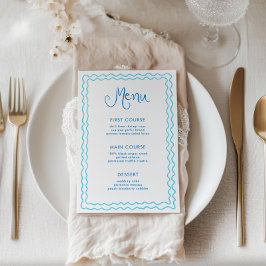 Tarjeta de menú de la esquila azul dibujada a mano