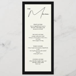 Tarjeta de menú de la mesa 4x9.25 en blanco y negr