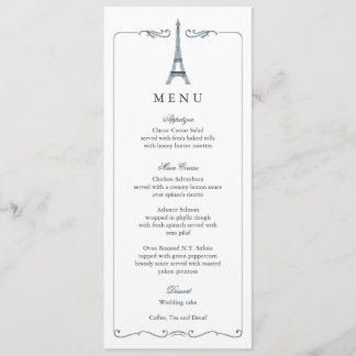 Tarjeta de menú de matrimonio elegante de la Torre