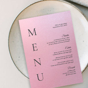 Tarjeta de menú de mesa Boda rosa ocre elegante de