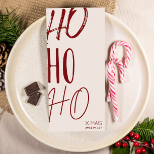 Tarjeta de menú de Navidad con crema roja moderna