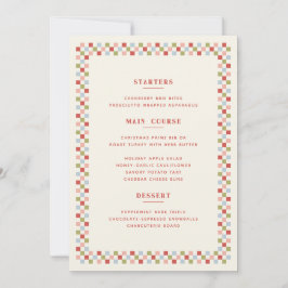 Tarjeta de menú de Navidad con tablero de ajedrez 