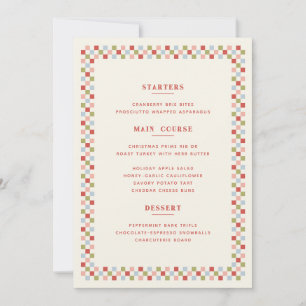 Tarjeta de menú de Navidad con tablero de ajedrez