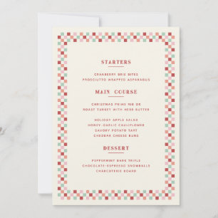 Tarjeta de menú de Navidad de tablero de ajedrez d