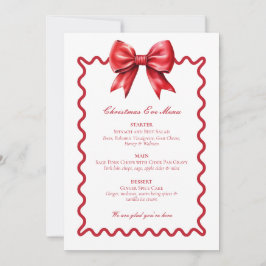 Tarjeta de menú de Nochebuena con lazo rojo