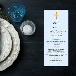 Tarjeta de menú de pasteles azules para niños