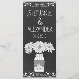 Tarjeta de menú de recepción de boda en frasco de