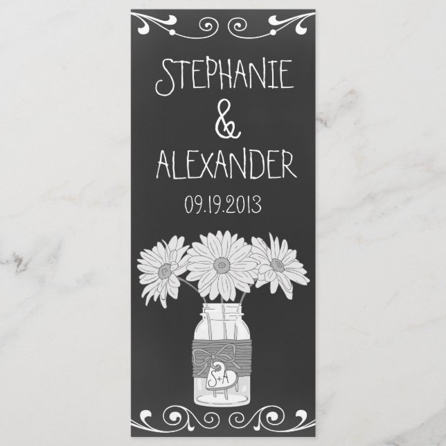 Tarjeta de menú de recepción de boda en frasco de  (Anverso)