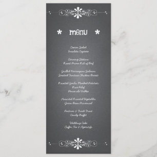Tarjeta de menú de recepción de boda en pizarra