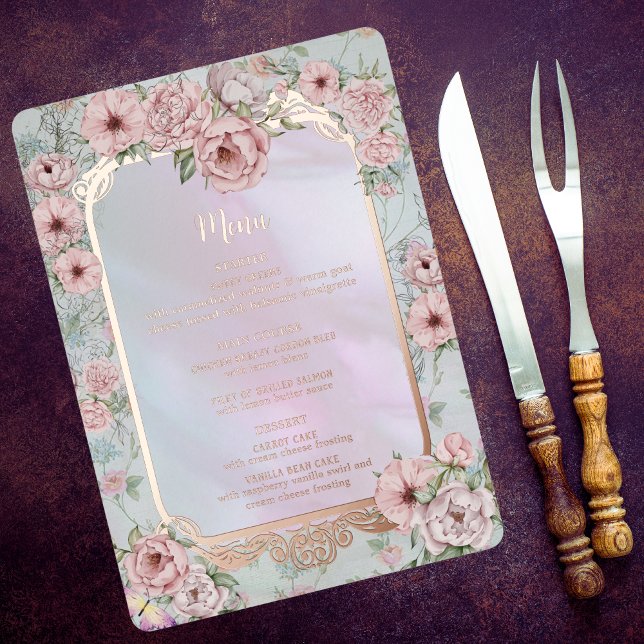 Tarjeta de menú de Relieve metalizado de Boda Peon (Subido por el creador)