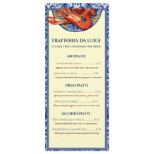 Tarjeta de menú de restaurante italiano de azulejo