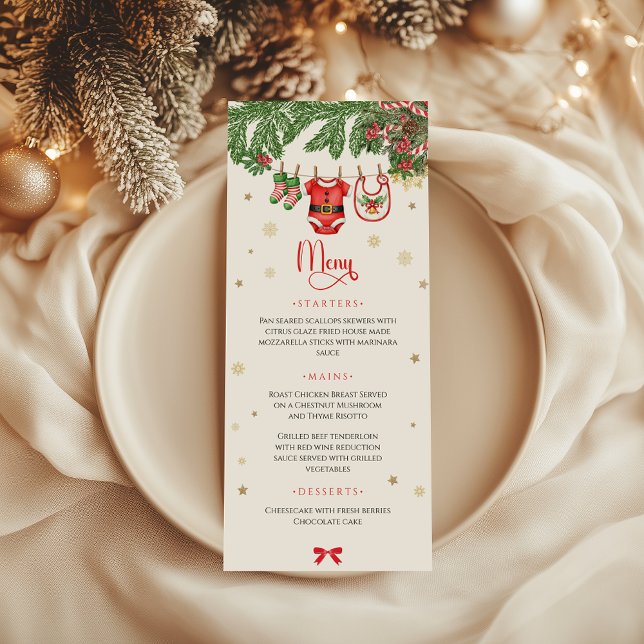 Tarjeta de menú de ropa de bebé en Navidad (Subido por el creador)