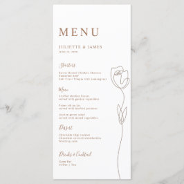 Tarjeta de menú de Rosa de línea caprichosa