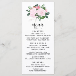 Tarjeta de menú de Rosas de acuarela rosa dulce