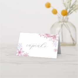 Tarjeta de menú de tienda de copo de nieve rosa