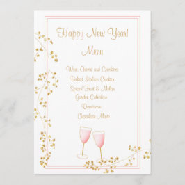 Tarjeta de menú de tostadas de champán rosa y dora