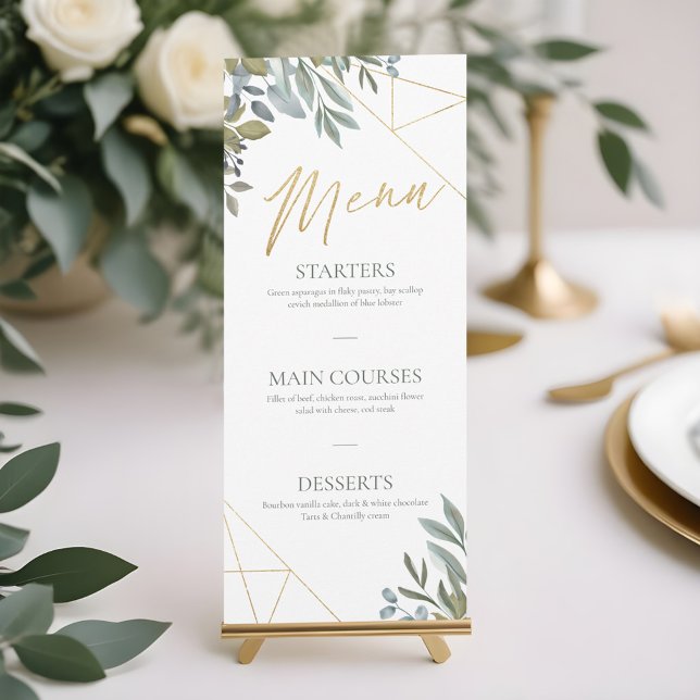 Tarjeta de menú de vegetación mínima y terraza geo (Minimal Greenery & Geometric Terrarium Menu Card)