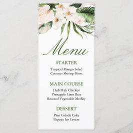 Tarjeta de menú de vegetación tropical