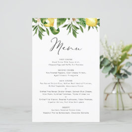 Tarjeta de menú de verano acuarela y verde