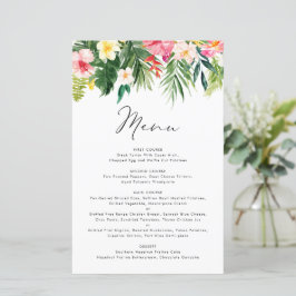 Tarjeta de menú de verano Tropical Floral Garland