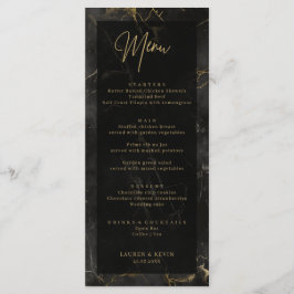 Tarjeta de menú del agante de Boda de mármol dorad