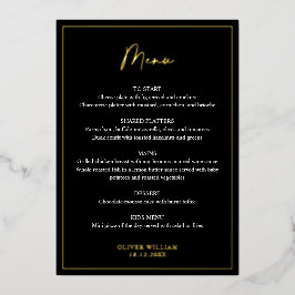 Tarjeta de menú del bautismo negro, blanco y Relie