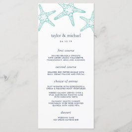 Tarjeta de menú del Boda Aqua & Navy Starfish