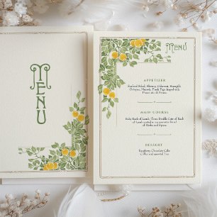 Tarjeta de menú del Boda Art Nouveau del Citrus Vi