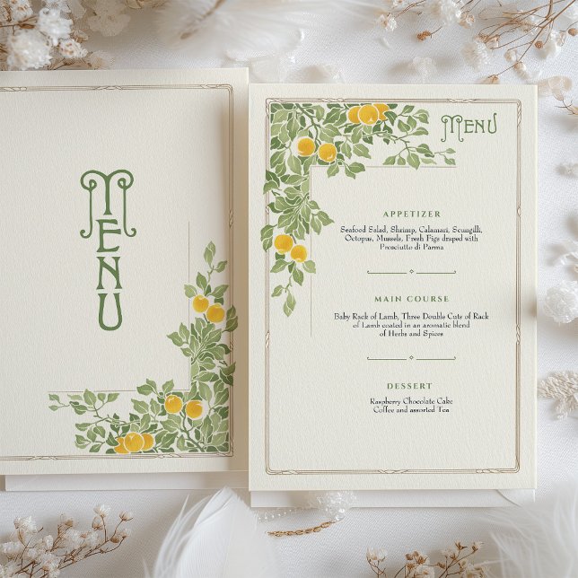 Tarjeta de menú del Boda Art Nouveau del Citrus Vi (Subido por el creador)