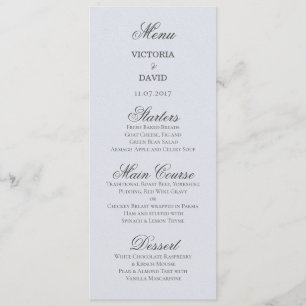 Tarjeta de menú del Boda azul de Woodland Bosque e