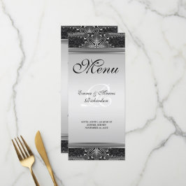 Tarjeta de menú del Boda barroco negro exótico