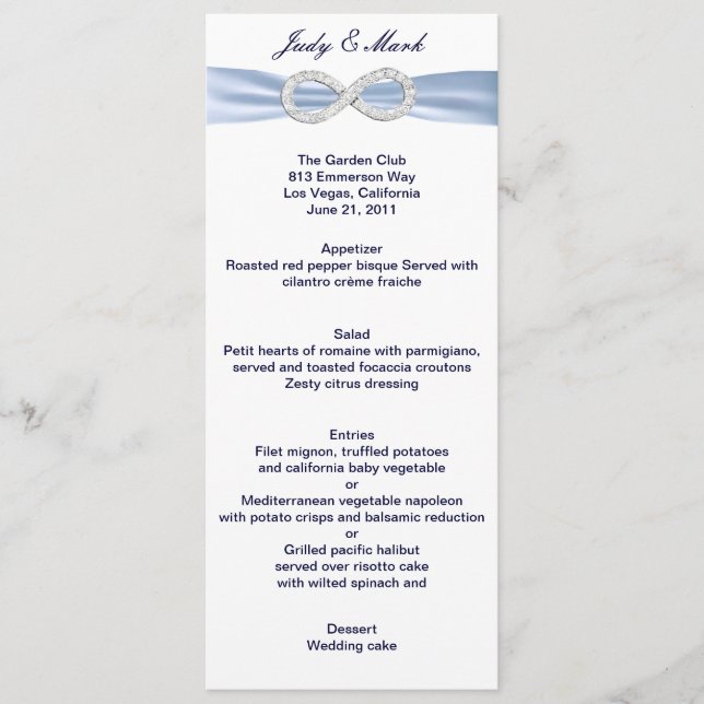 Tarjeta de menú del Boda con desbordamiento de dia (Anverso)
