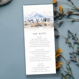 Tarjeta de menú del Boda de acuarela de Salt Lake