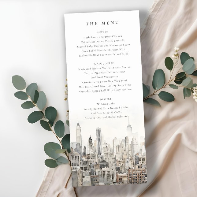 Tarjeta de menú del Boda de acuarela del Skyline d (Subido por el creador)