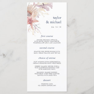 Tarjeta de menú del Boda de arrecifes de coral