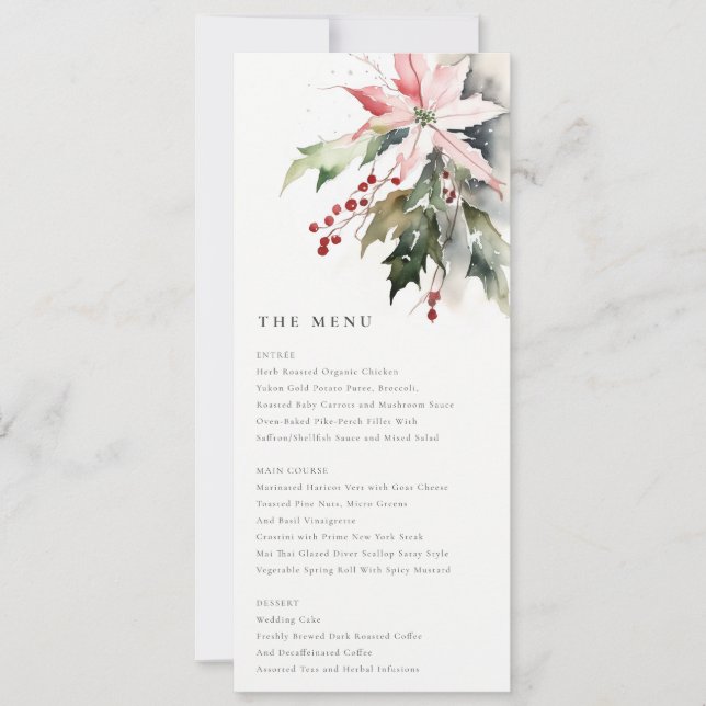 Tarjeta de menú del Boda de follaje de Poinsettia  (Anverso)