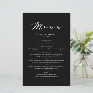 Tarjeta de menú del Boda de guiones de color negro