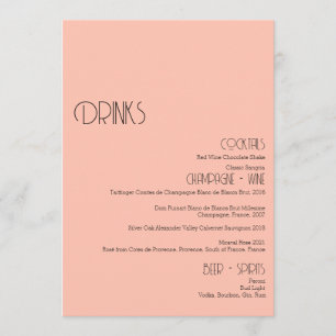 Tarjeta de menú del Boda de la barra de bebidas mi